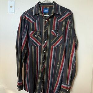 VTG Wrangler Multicolor Striped Western Shirt, Pearl snap cotton size XL